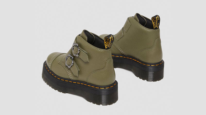 Dr. Martens Devon Flower Boots Khaki Green 27642272 Back