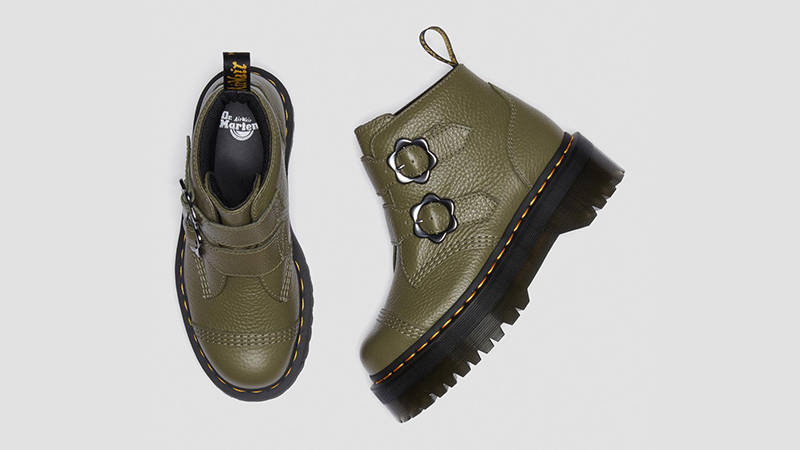 Dr. Martens Devon Flower Boots Khaki Green 27642272 Top