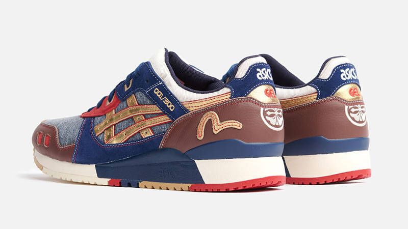 EVISU × ASICS GEL-LYTE 3 Denim Navy Gold 2EAASM2FT812DN Back