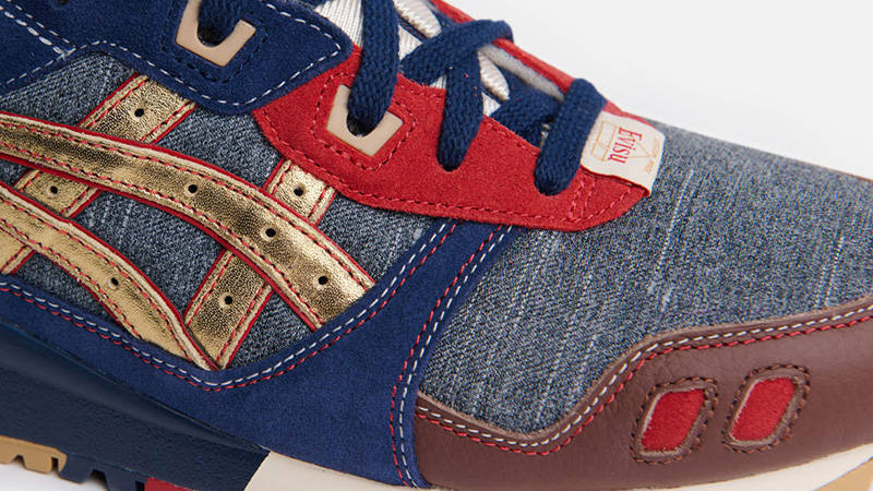 EVISU × ASICS GEL-LYTE 3 Denim Navy Gold 2EAASM2FT812DN Detail