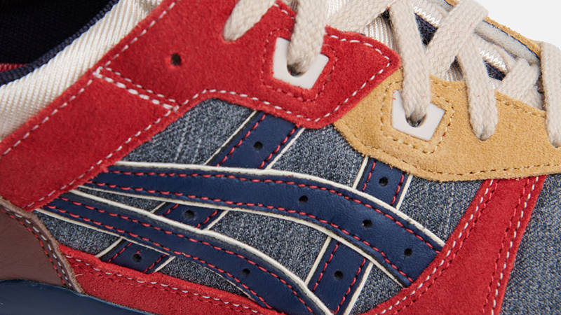 EVISU × ASICS GEL-LYTE 3 Denim Red Navy 2EAASM2FT811WV Detail