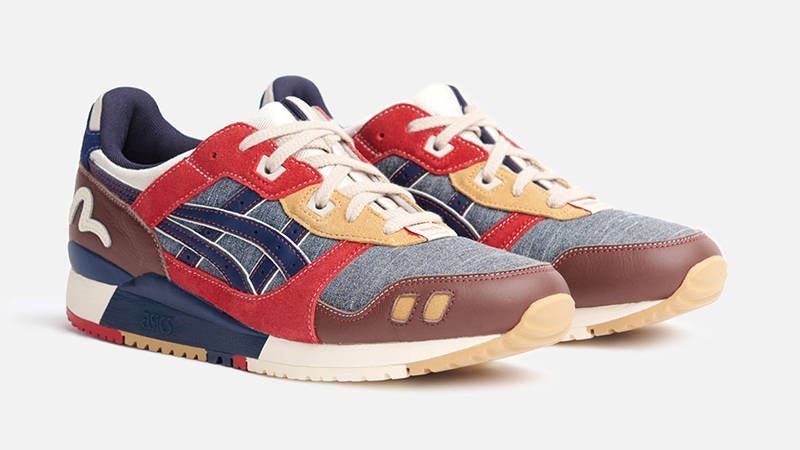 EVISU × ASICS GEL-LYTE 3 Denim Red Navy 2EAASM2FT811WV Front