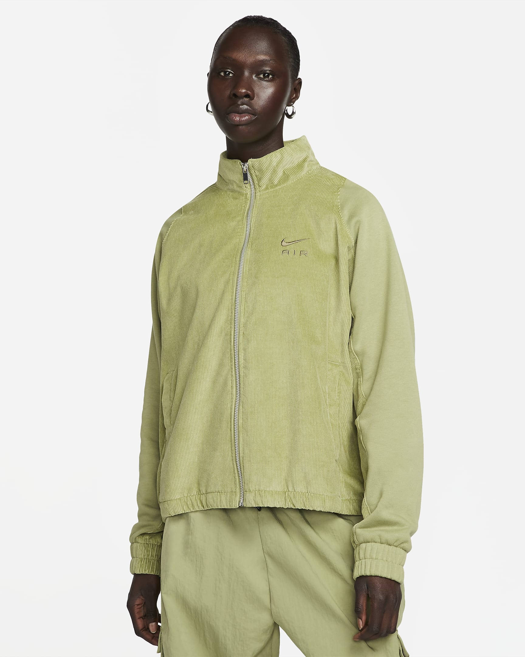 Nike Air Corduroy Fleece Full-Zip Jacket - Medium Olive | The Sole Supplier