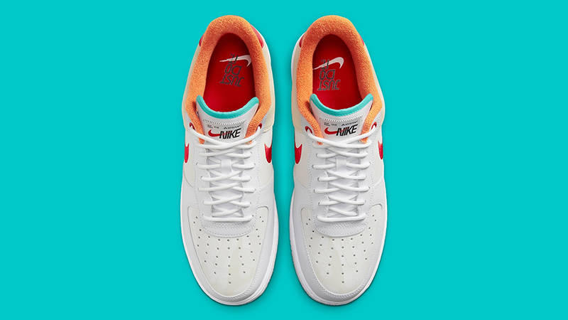 Nike Air Force 1 Low Just Do It White Red Teal Top