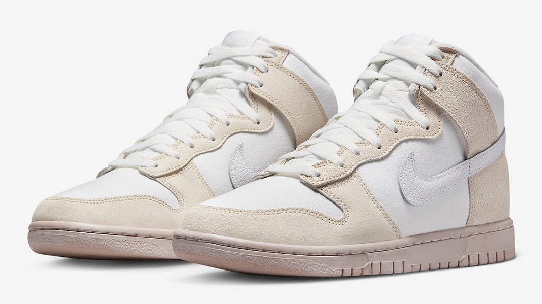Nike Dunk High EMB Cracked Leather White Tan DV0822-100 Side