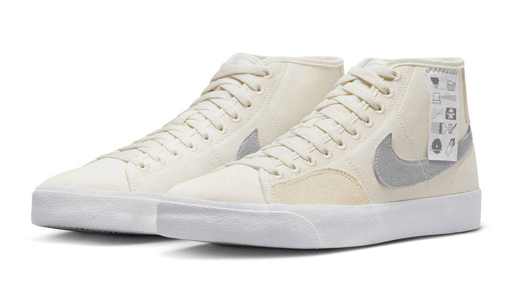 Nike SB Blazer Court Mid Warning Label White DZ7635-110 Side