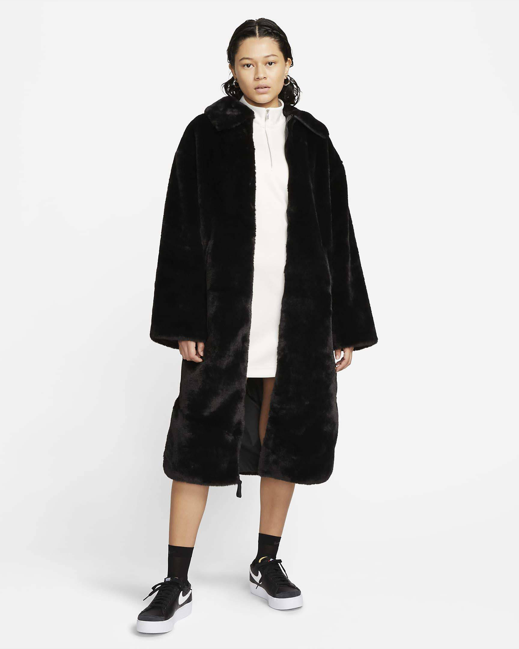 nike black fur jacket