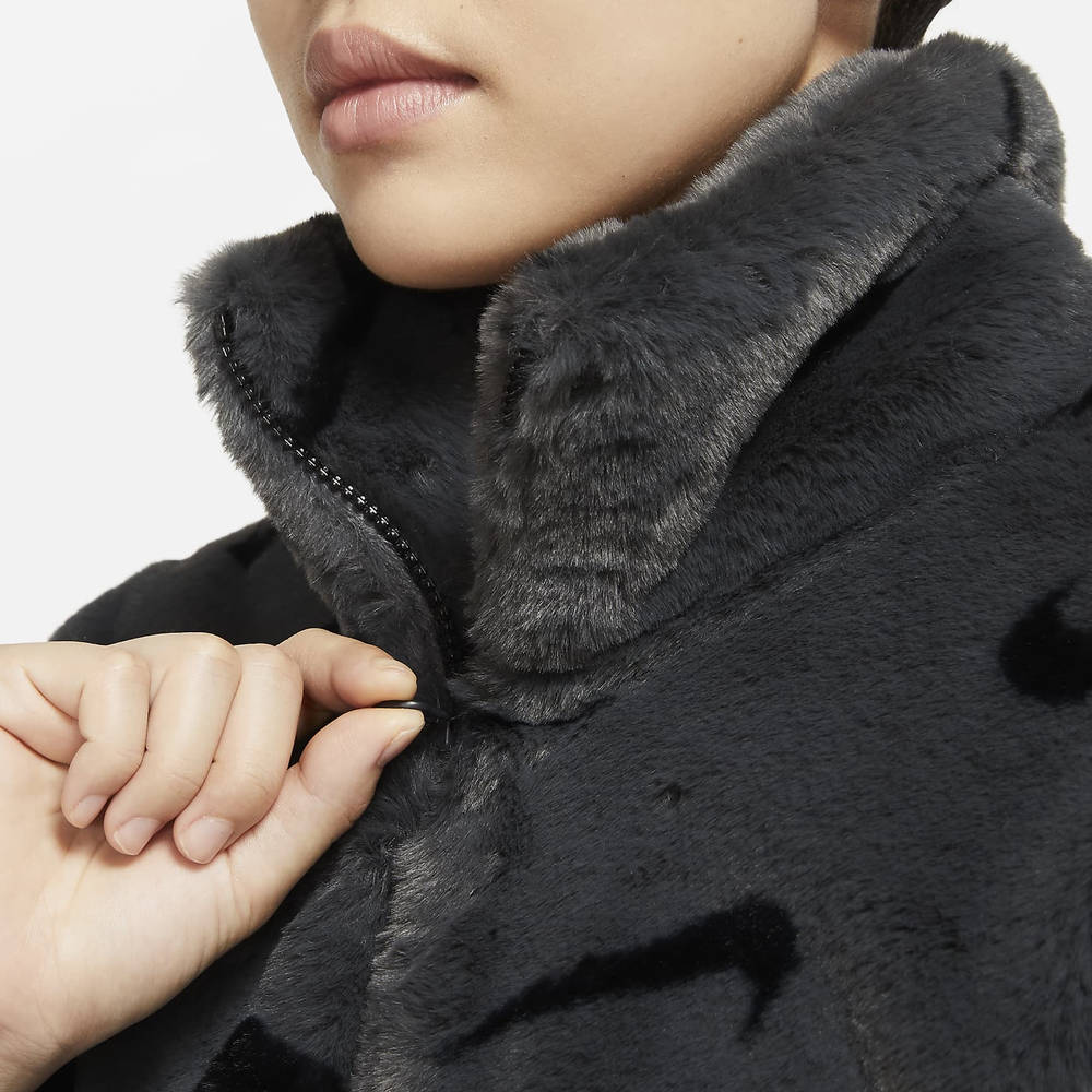 Nike Sportswear Plush Printed Faux Fur Jacket - Dark Smoke Grey | The ...