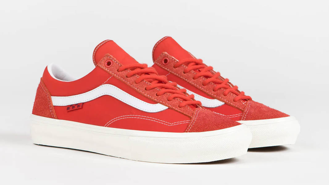 Vans style 36 white on sale red