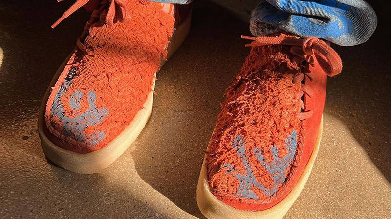 Salehe Bembury x Clarks Wallabee Orange Front