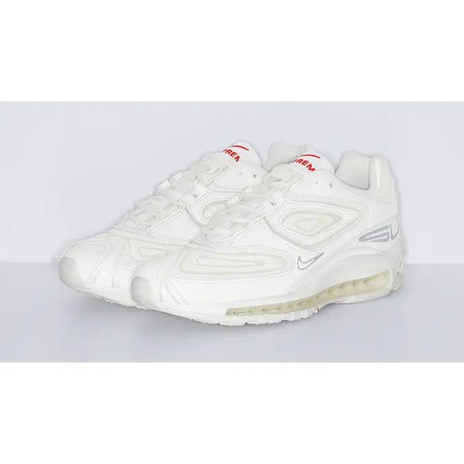 Nike Air Max 98 TL Supreme White Sneakers Red Logo Trainers Total