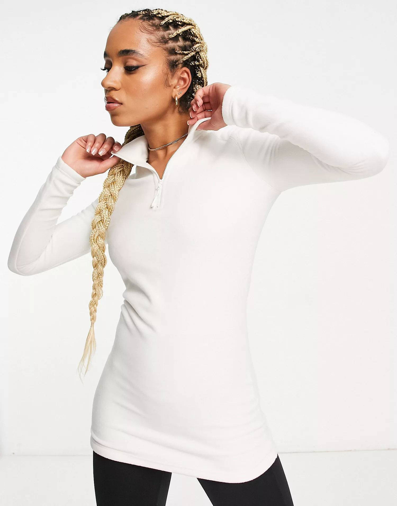 The North Face Glacier 1-4 Zip Fleece Dress Neck Logo Cream Front