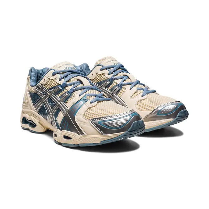 asics Graphic Gel-Nimbus 23 Platinum Men's Running Shoes GEL-Nimbus 9 Blue Silver 1201A801-1017H Front