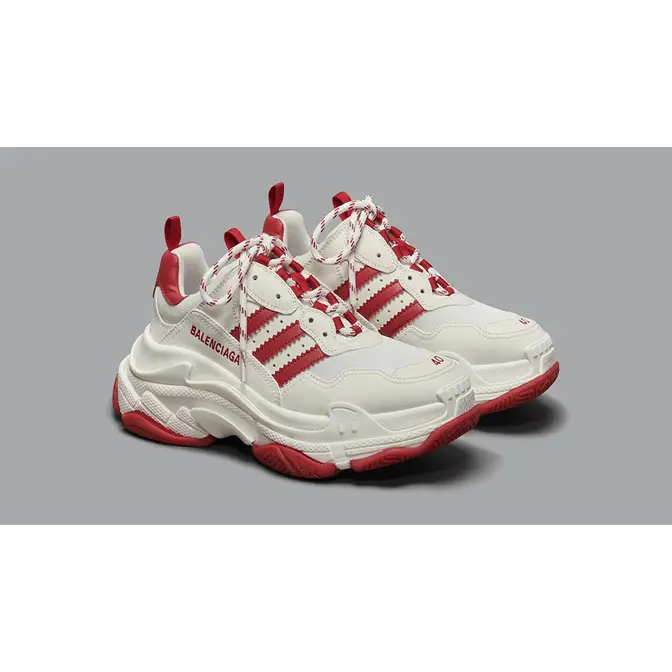 Balenciaga x Adidas Triple S White / White / Red Low Top Sneakers - Sneak  in Peace