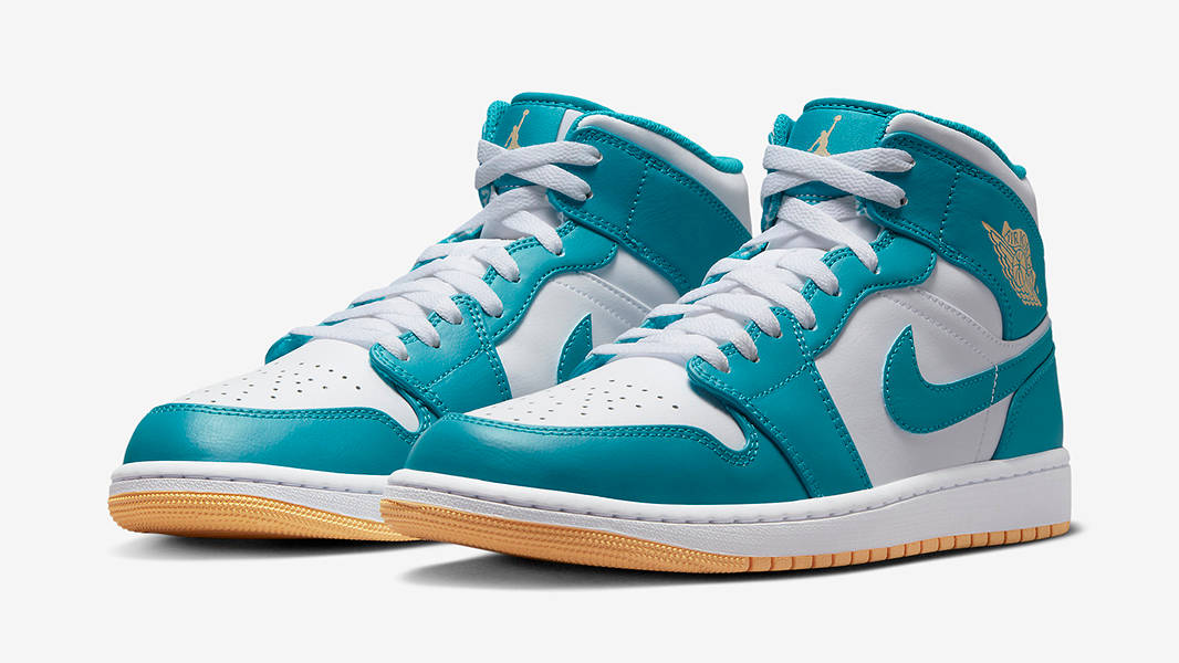 white and teal jordans 1