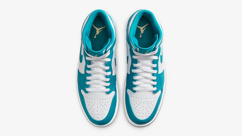 white and teal jordans 1