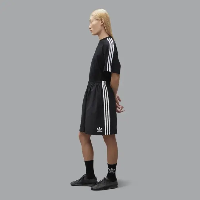 adidas womens vrct crew medium grey heather womens clothing Shorts Black Side View Full Image