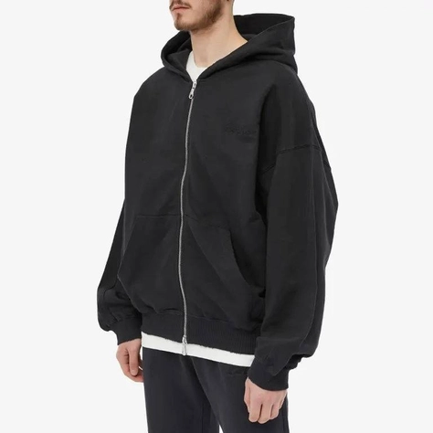 Cole Buxton Lightweight Zip Hoody Washed Black Front