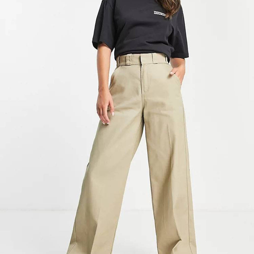 Dickies Grove Hill Wide Leg Trousers - Khaki | The Sole Supplier