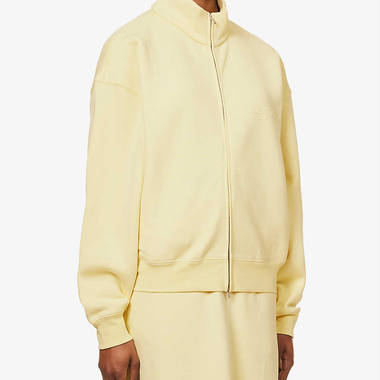 Fear of God ESSENTIALS V-Neck Cotton Sweatshirt Brand-Patch Cotton-Blend Zip Sweatshirt