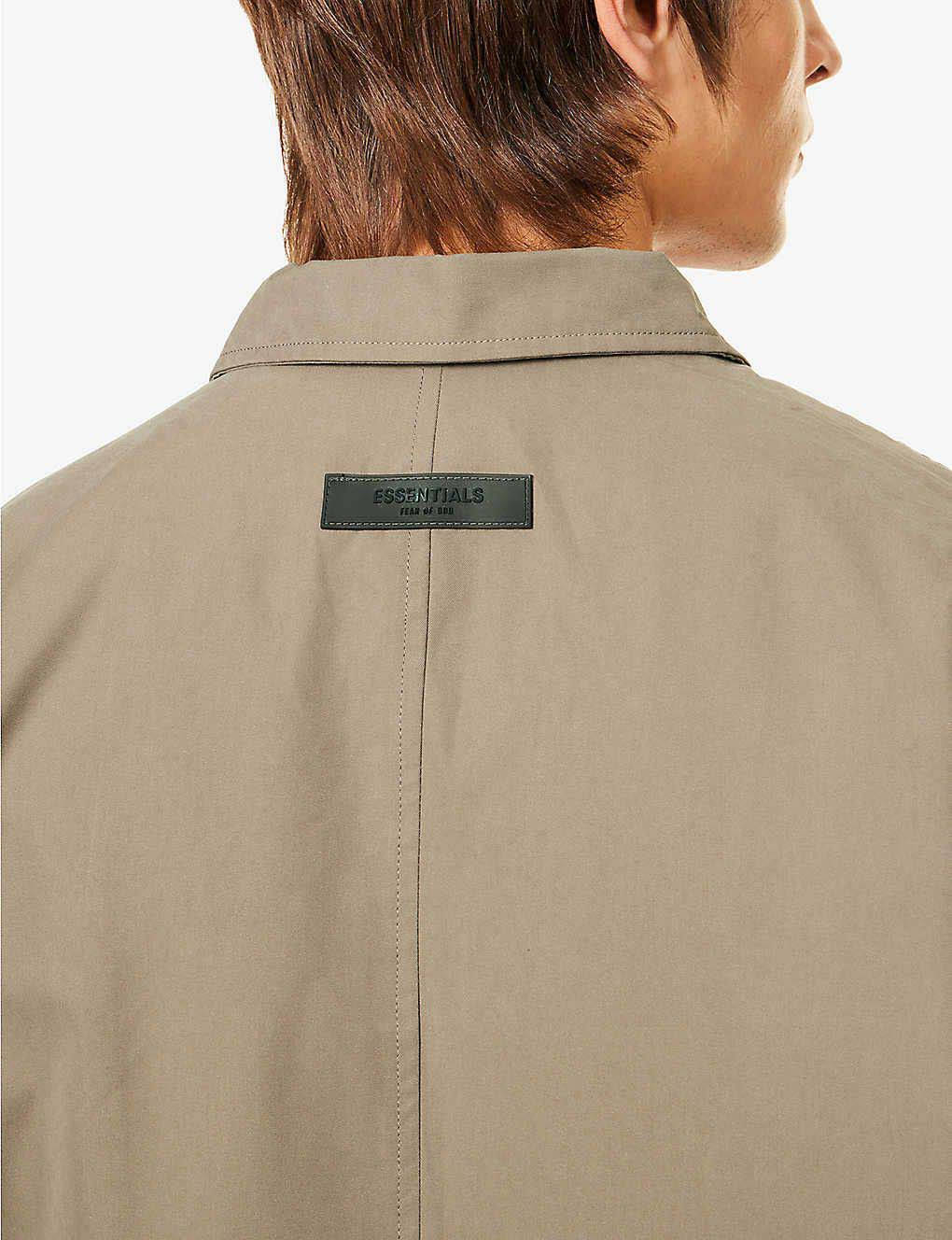Fear of God ESSENTIALS Regular Fit Cotton Coat Wood Closeup