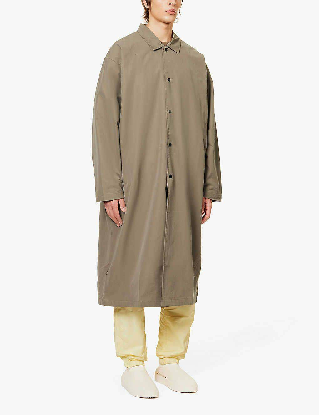 Fear of God ESSENTIALS Regular Fit Cotton Coat Wood Front