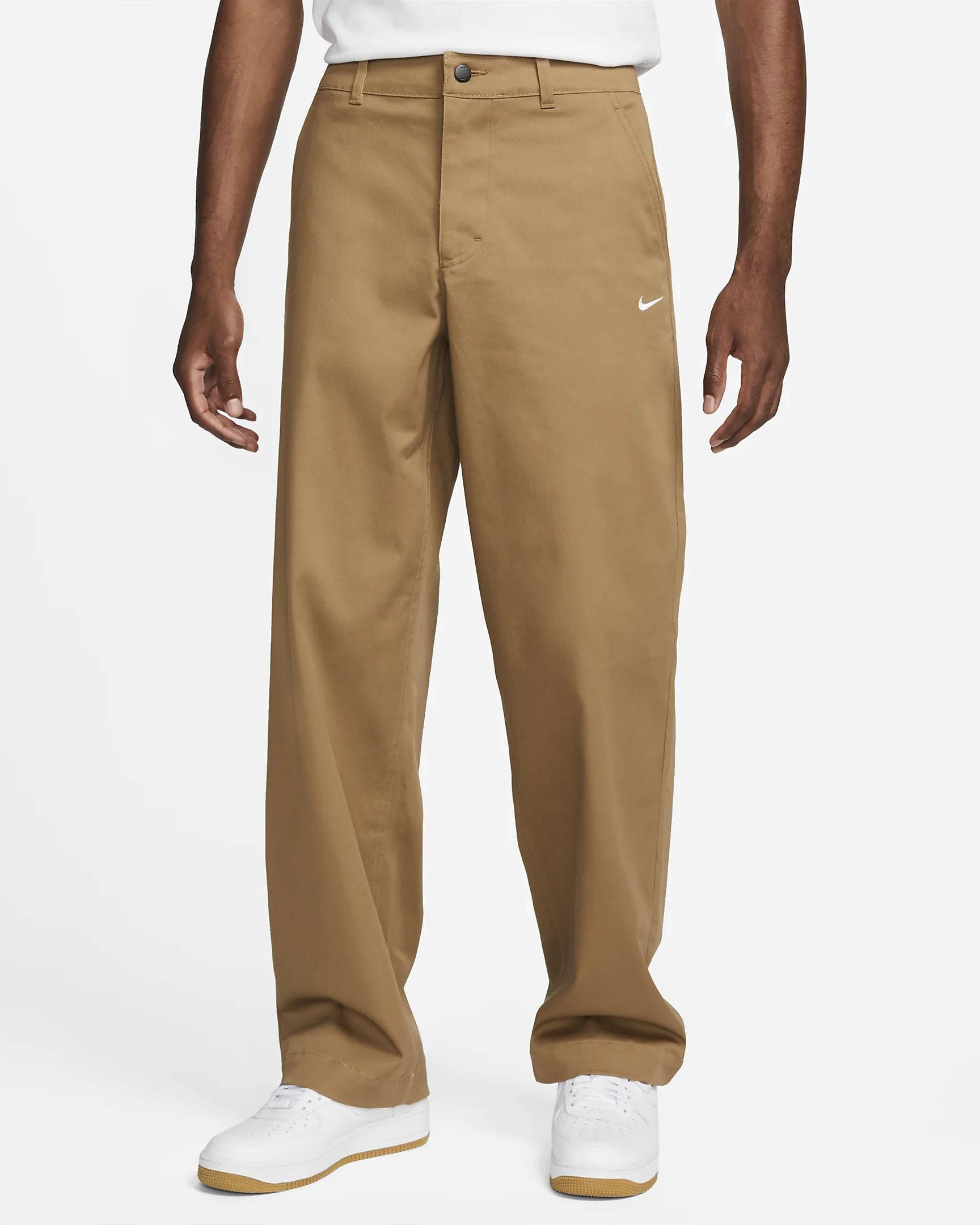 Nike Life Unlined Cotton Chino Trousers Dark Driftwood Feature