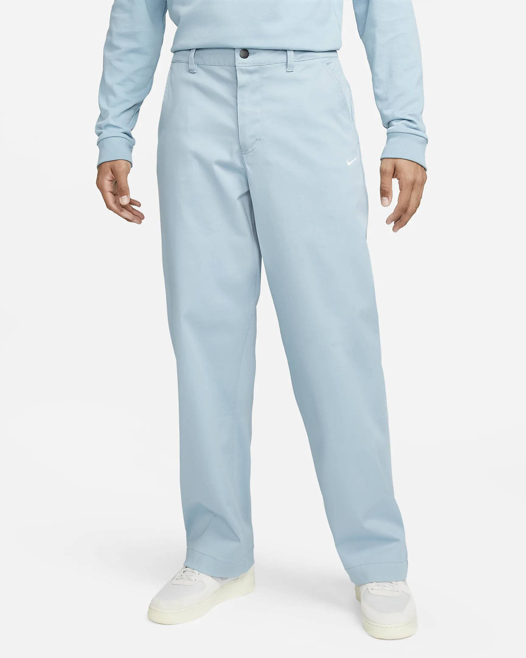 Nike Life Unlined Cotton Chino Trousers Worn Blue Feature