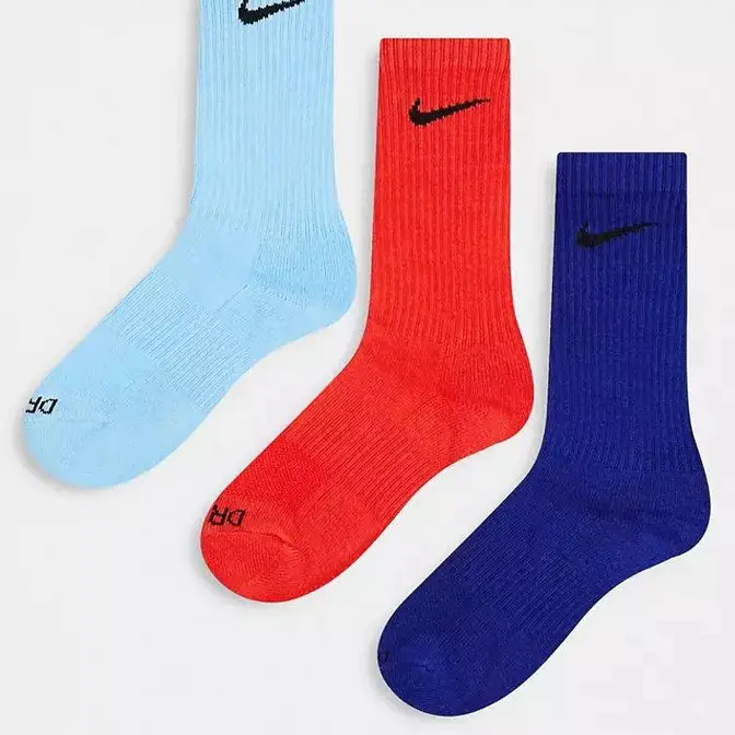 Nike Training Cush 3 Pack Socks Red Blue Navy Feature