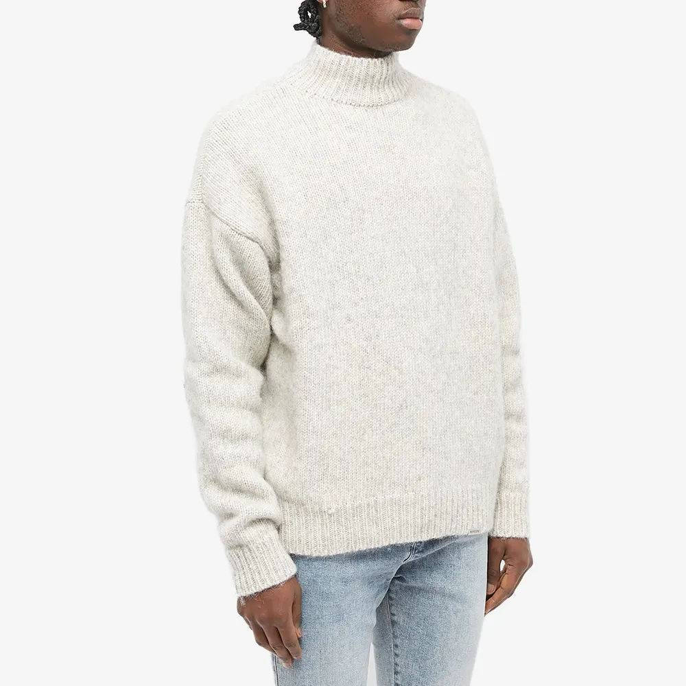 Represent Roll Neck Knitted Sweater - Light Grey Marl | The Sole Supplier