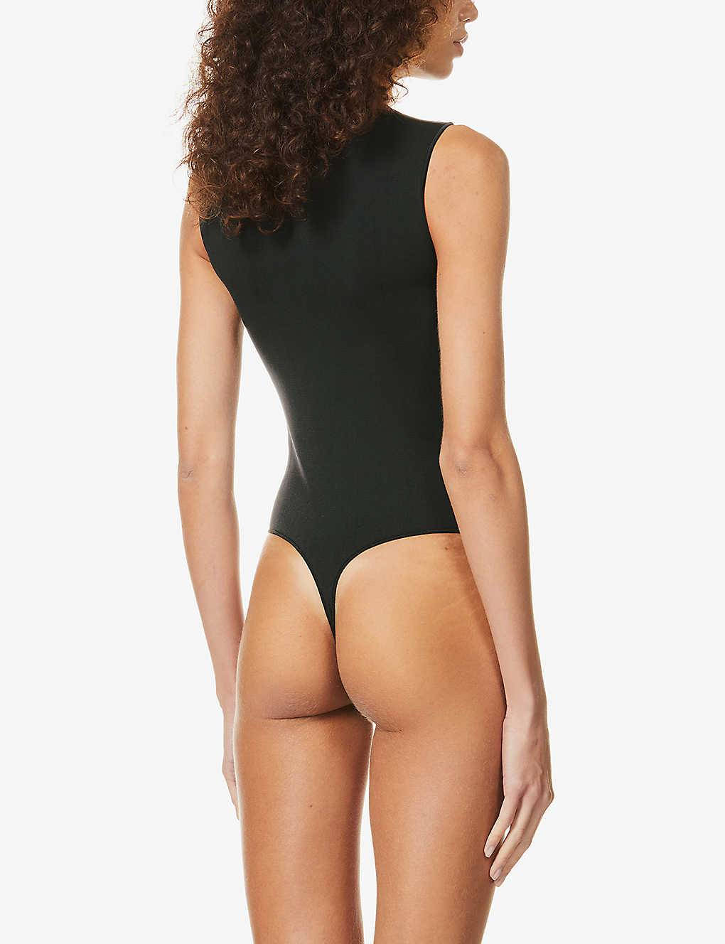 Skims Essential Crew Neck Stretch Woven Body Black back