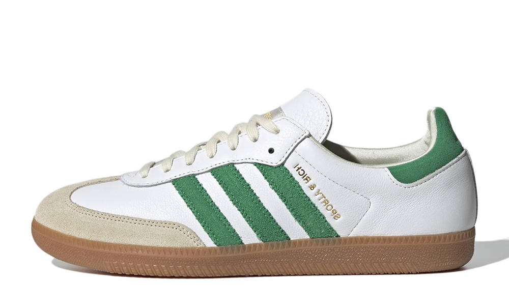 Adidas white cheap with green stripes