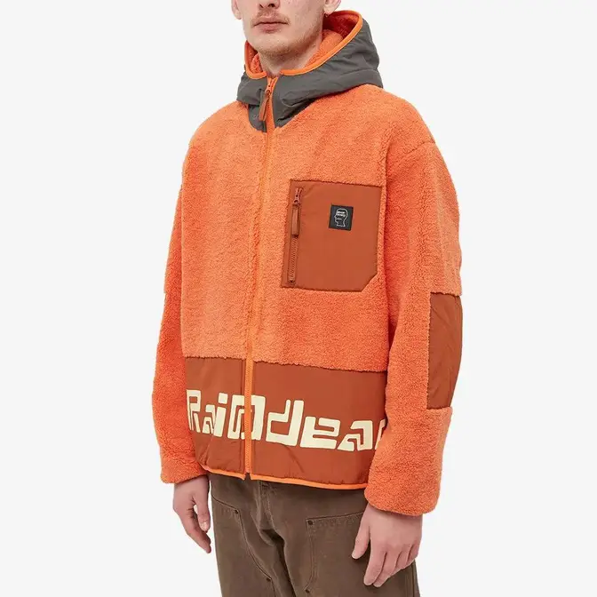 Brain Dead Levels Sherpa Fleece Jacket Orange Front