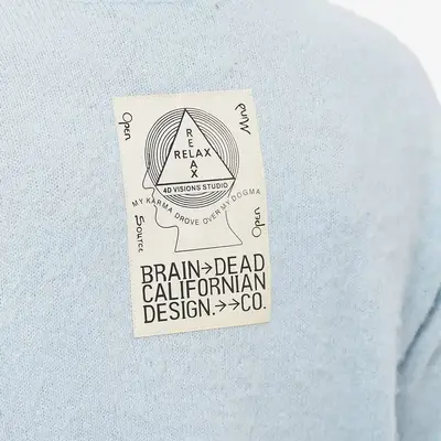 T-shirt Blanche à Double Logohead Crew Knit Sky Blue Logo Closeup