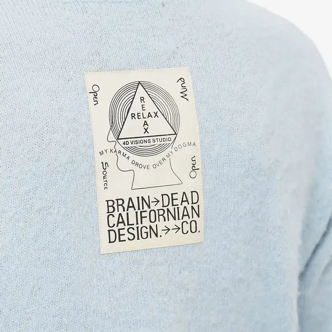T-shirt Blanche à Double Logohead Crew Knit Sky Blue Logo Closeup