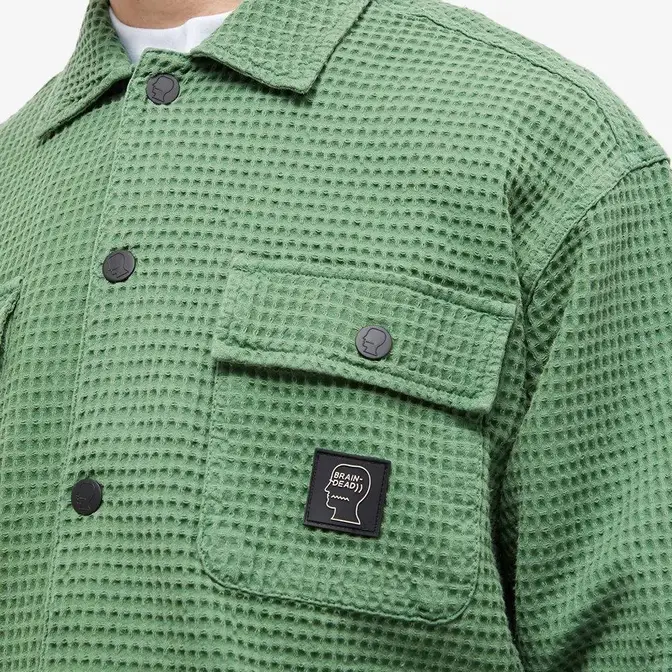 Comme Des Gar ons Homme Plus asymmetric T-shirt Front Overshirt Moss Logo Closeup