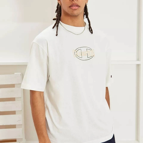 Champion UO Exclusive Overlay Embroidered T-Shirt White