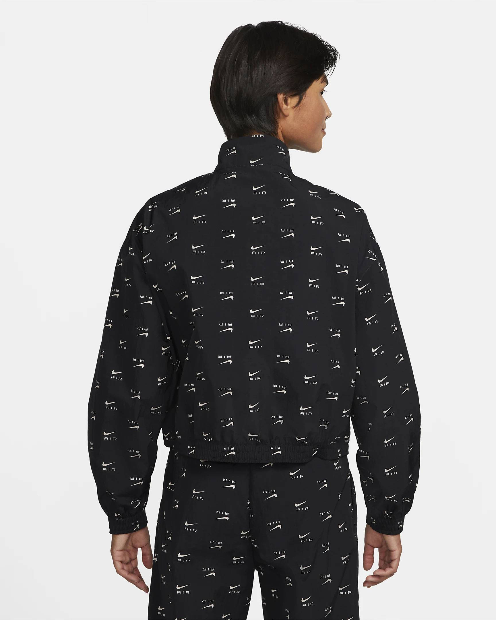 Nike Air 1-4 Zip Mod Crop Woven Top Black Backside