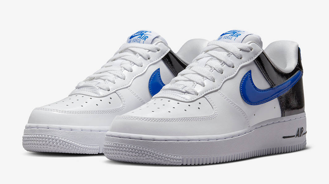 Nike Air Force 1 Low White Blue Black Patent DQ7570-400 Side