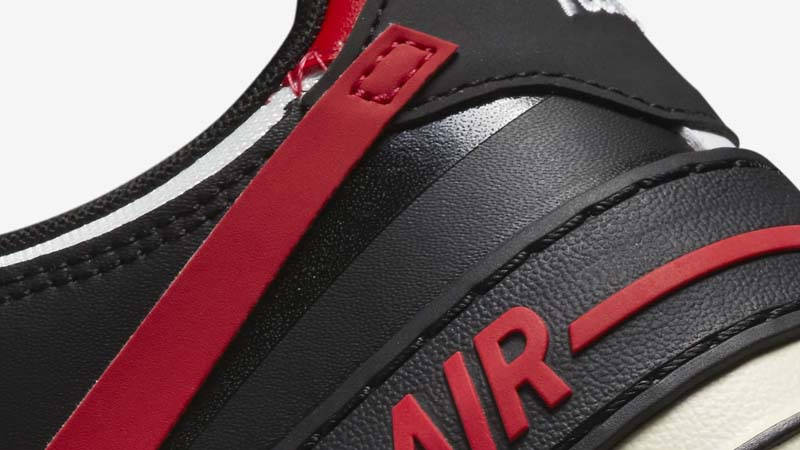 Nike Air Force 1 Shadow White Black Red Closeup