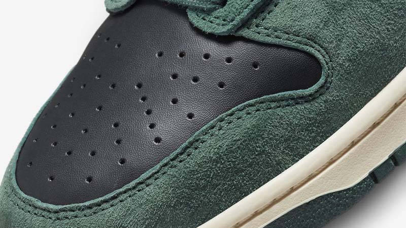 Nike Dunk High Black Green Suede Closeup 1