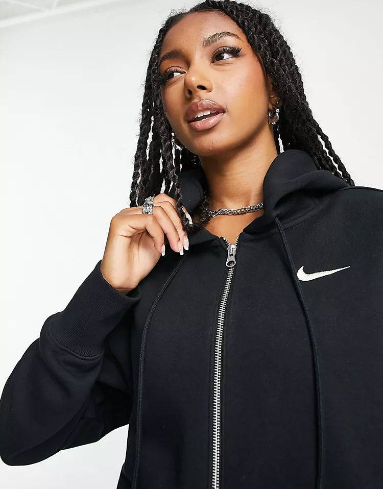 nike mini swoosh oversized hoodie black