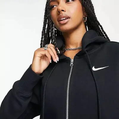Nike mini swoosh oversized cropped red zip through hoodie Clearance