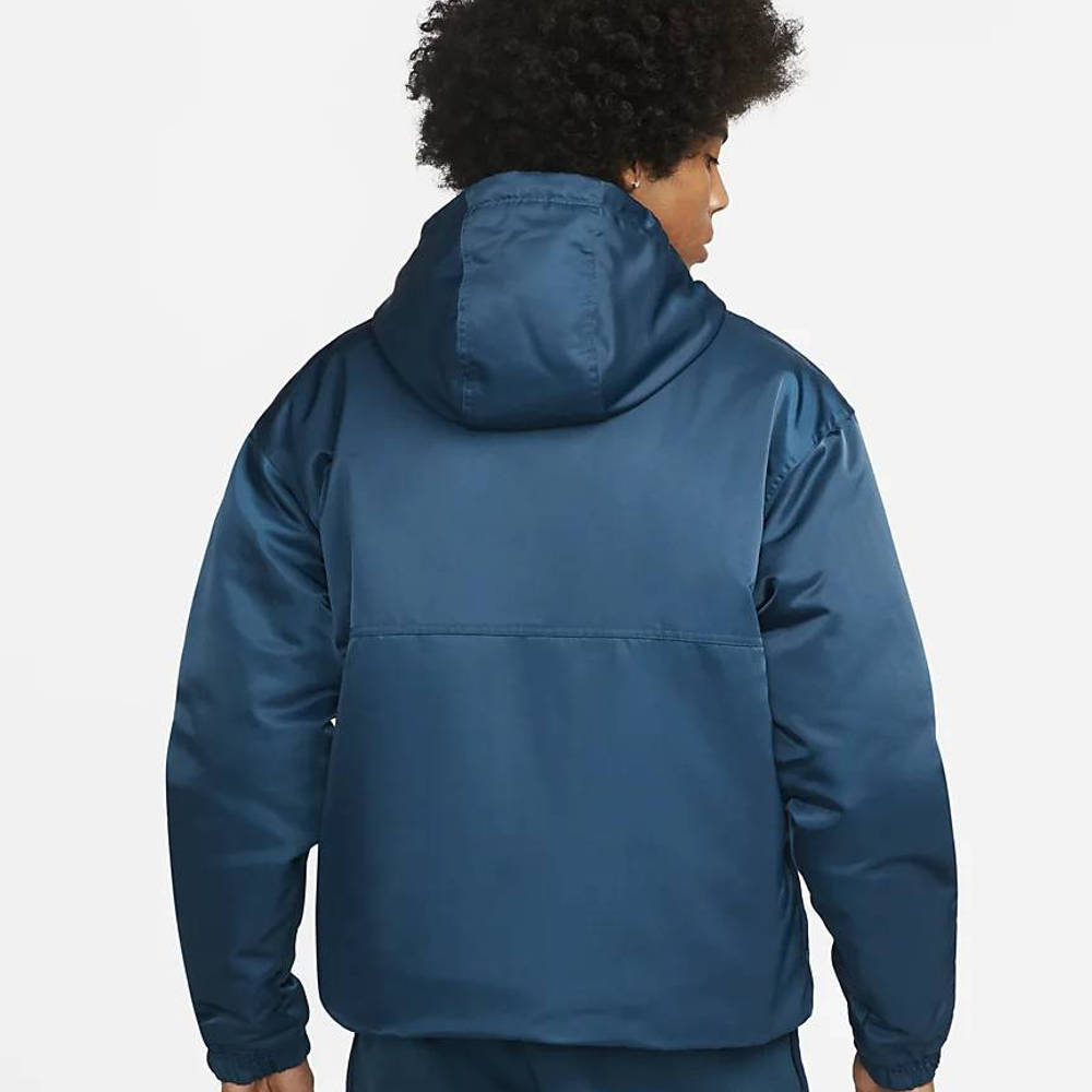 Nike Solo Swoosh Satin Anorak Jacket - Valerian Blue | The Sole Supplier