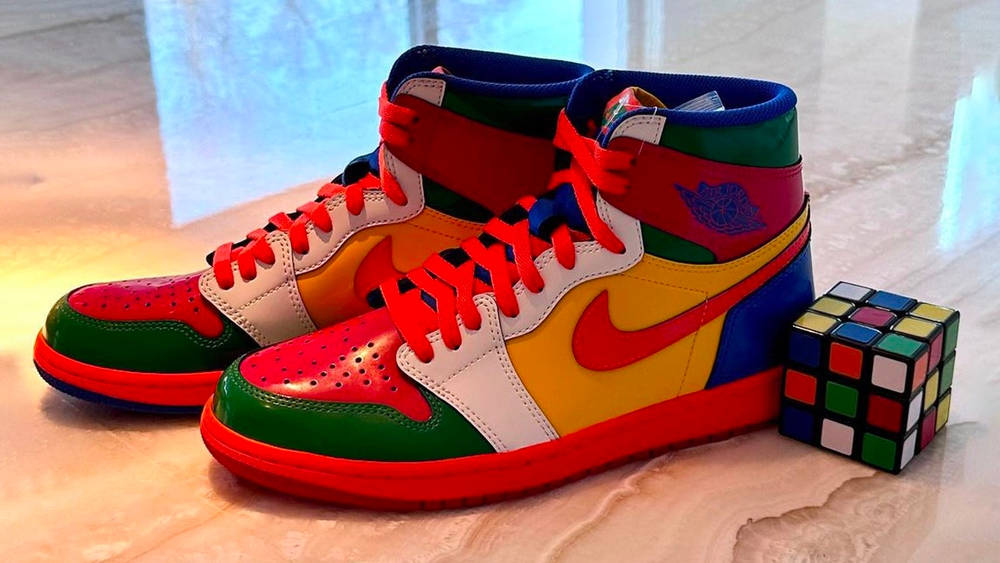Image via fatjoe Fat Joe Reveals a Rubix Cube-inspired Pair of Air Jordan 1s