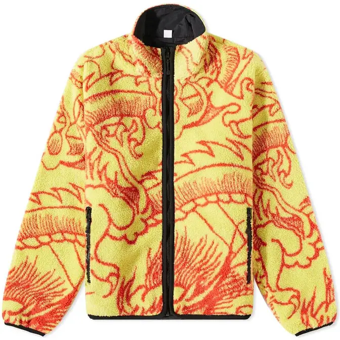Stussy Dragon Sherpa Jacket Lime Feature