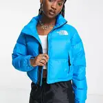 The North Face Nuptse Cropped Down Jacket Bright Blue Feature
