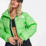 The North Face Nuptse Cropped Down Jacket Bright Green Feature