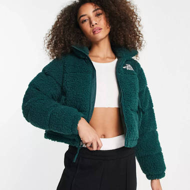 The North Face Seamless Crop Top Sherpa High Pile Nuptse Jacket