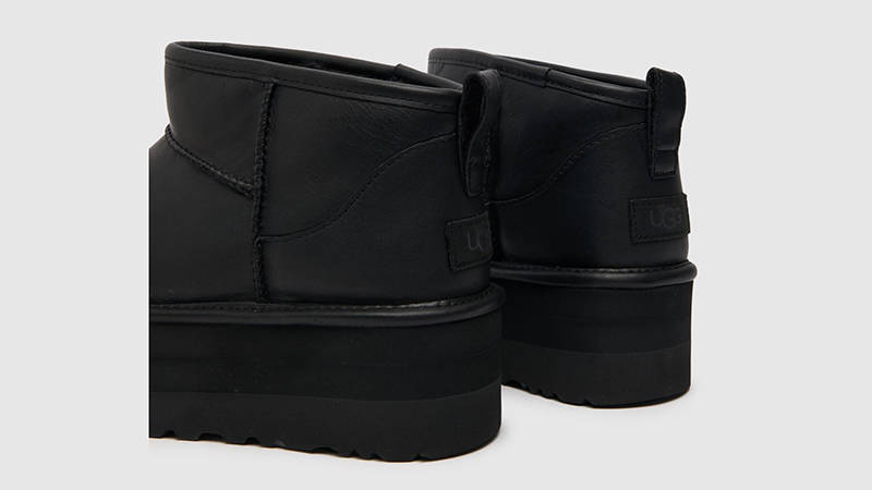 UGG Classic Ultra Mini Platform Leather Boots Black Detail